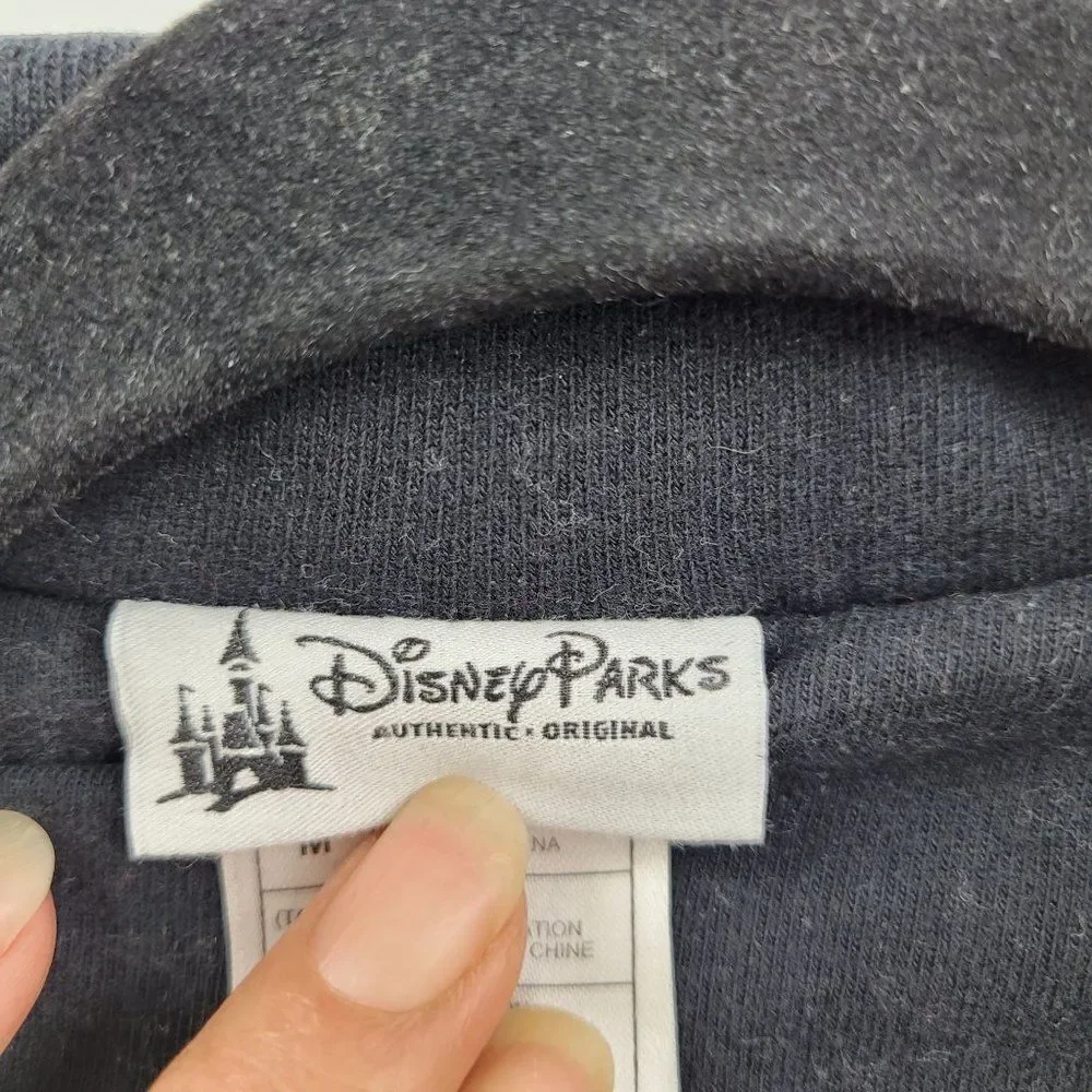 Disney Parks Disneyland Moto Jacket Sweatshirt M Black Sequined Mickey‎ 3D Zip